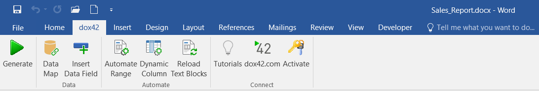 dox42 Word Add-In - Design templates, automate Word