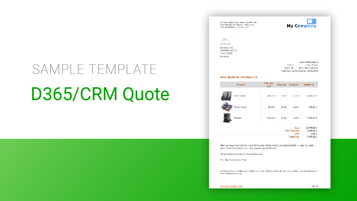 D365/CRM Sales Quote  |  Level: Advanced
