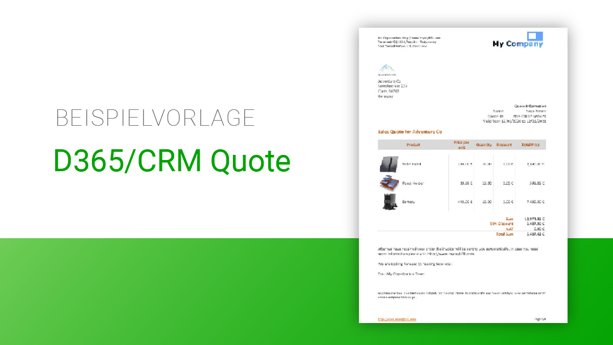 D365/CRM Sales Quote  |  Level: Fortgeschritten