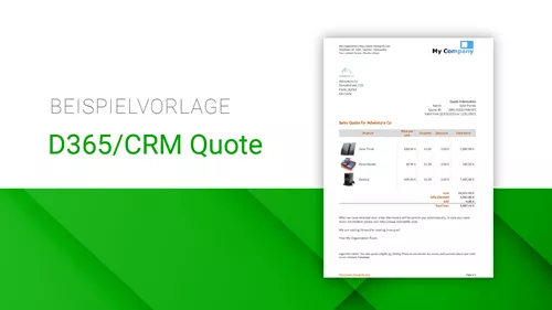 D365/CRM Sales Quote  |  Level: Fortgeschritten D365/CRM Sales Quote  |  Level: Fortgeschritten