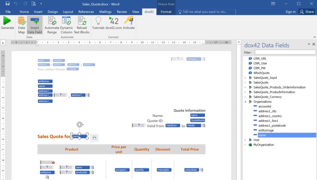 Template design in Microsoft Office