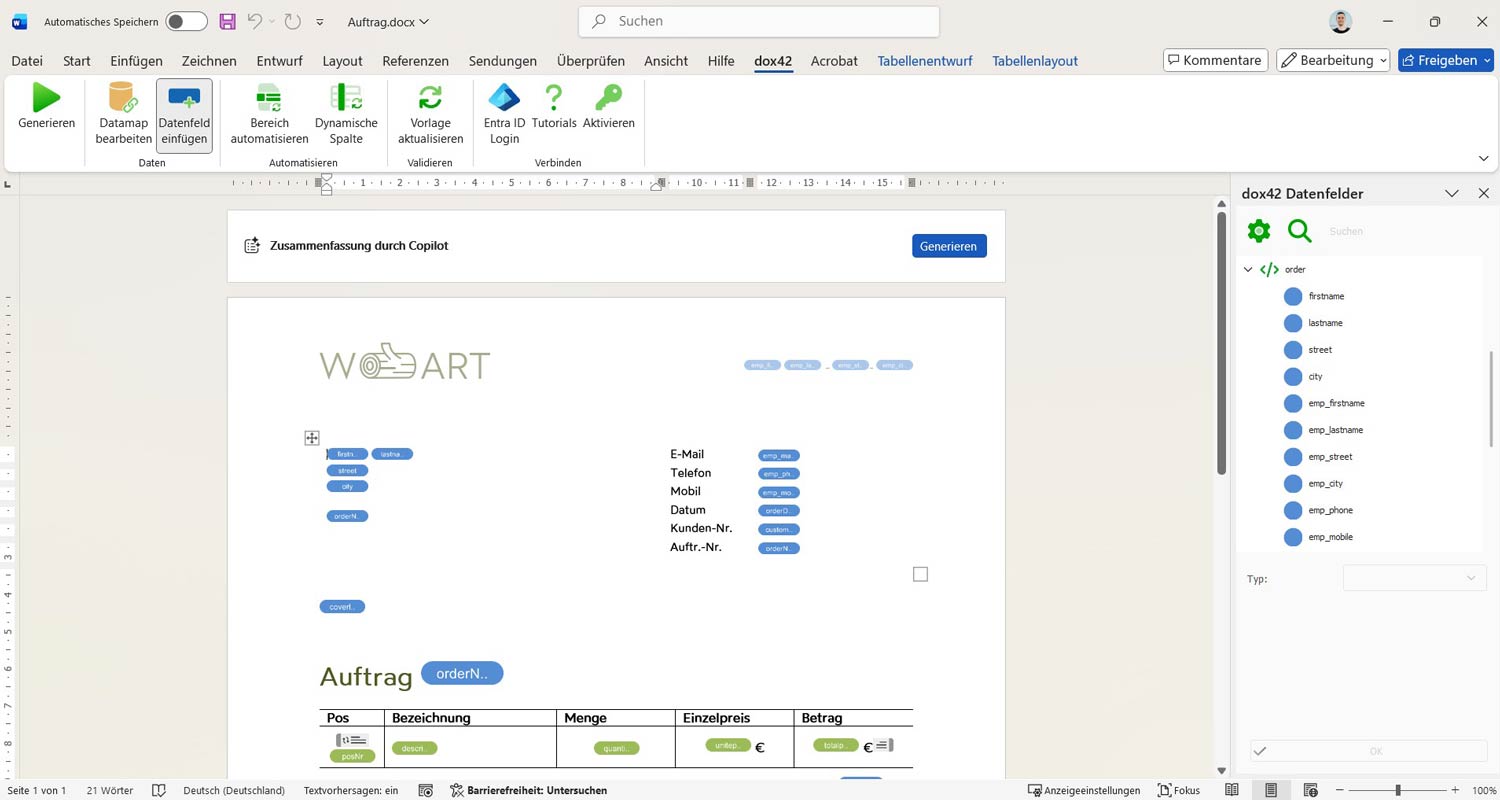 Vorlagendesign in Microsoft Office