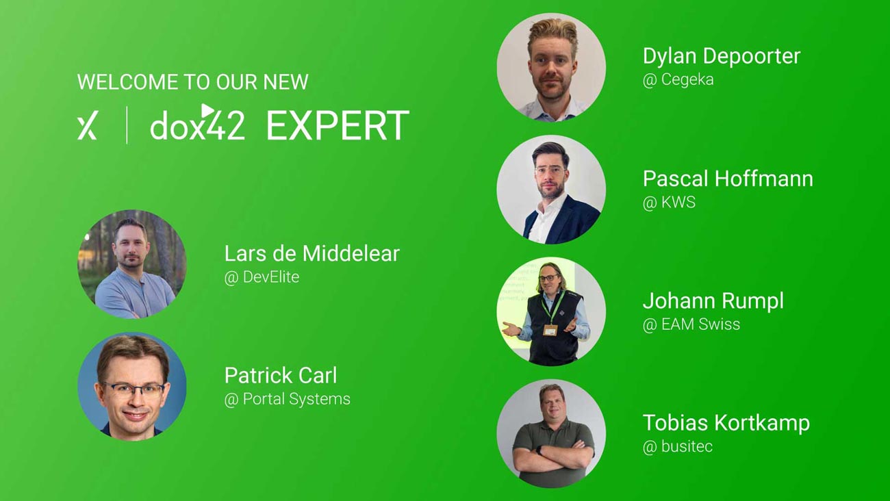 Wow! Six new dox42 Experts. Welcome to the community!