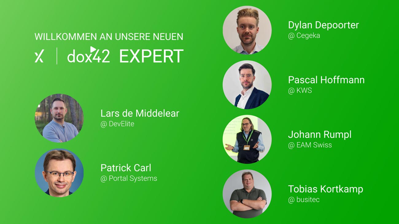 Wow! Sechs neue dox42 Experts. Willkommen in der Community!