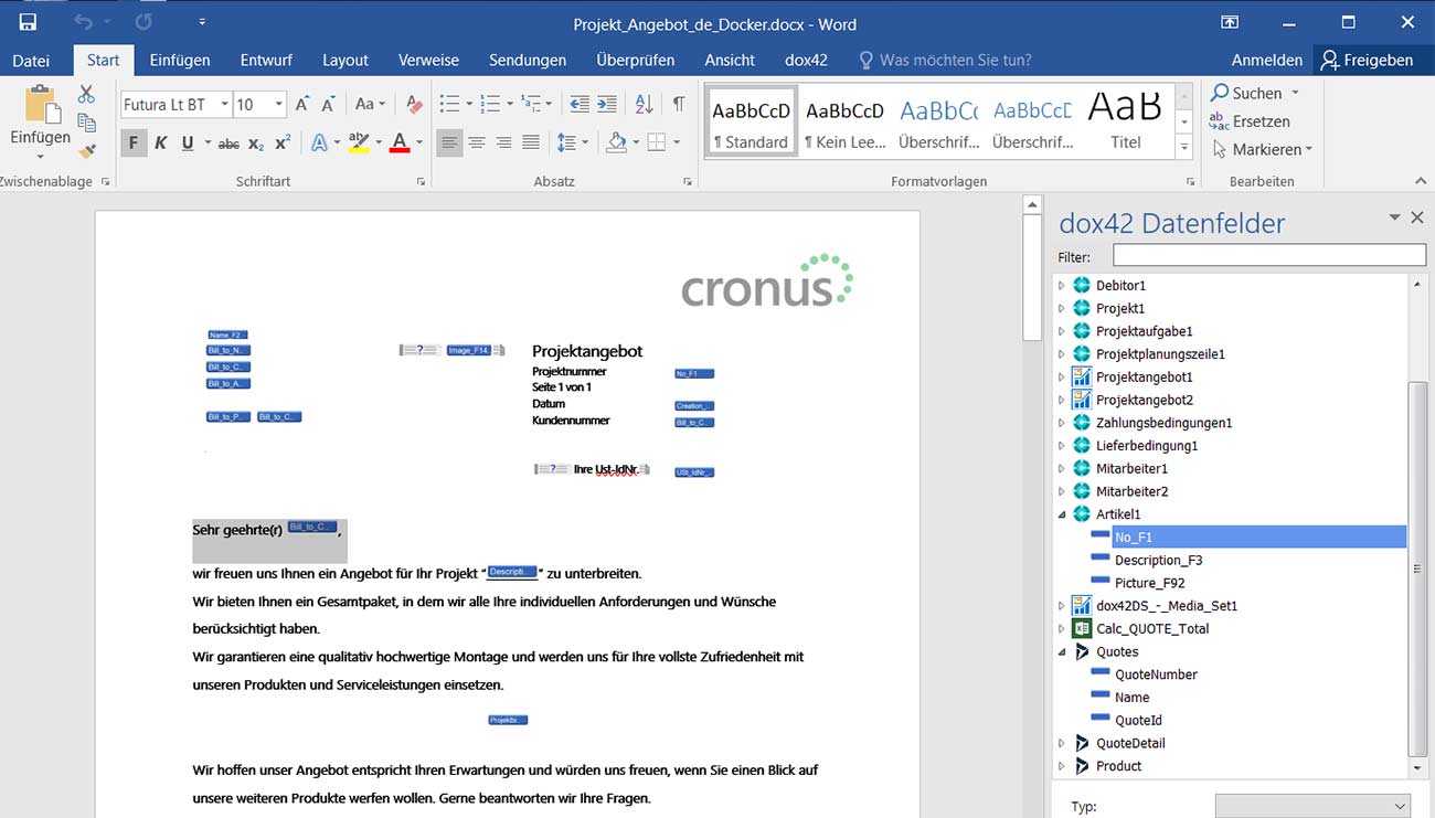 Template design in Microsoft Office