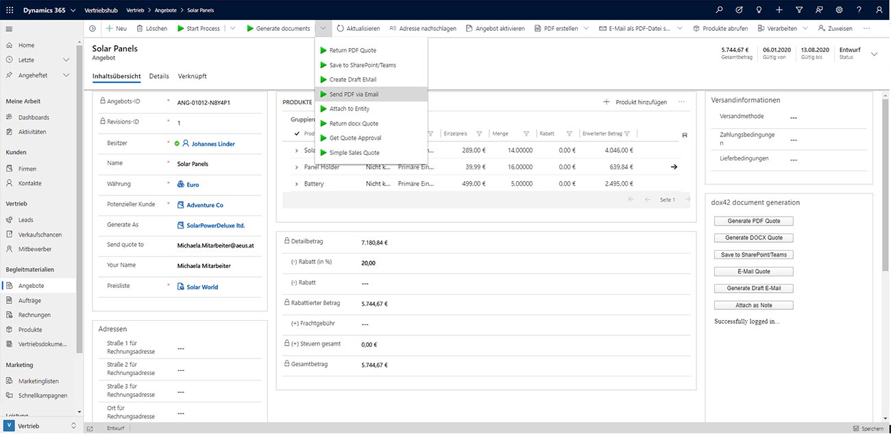 Dokumentenautomatisierung aus Dynamics CRM - mit einem Klick oder Workflow