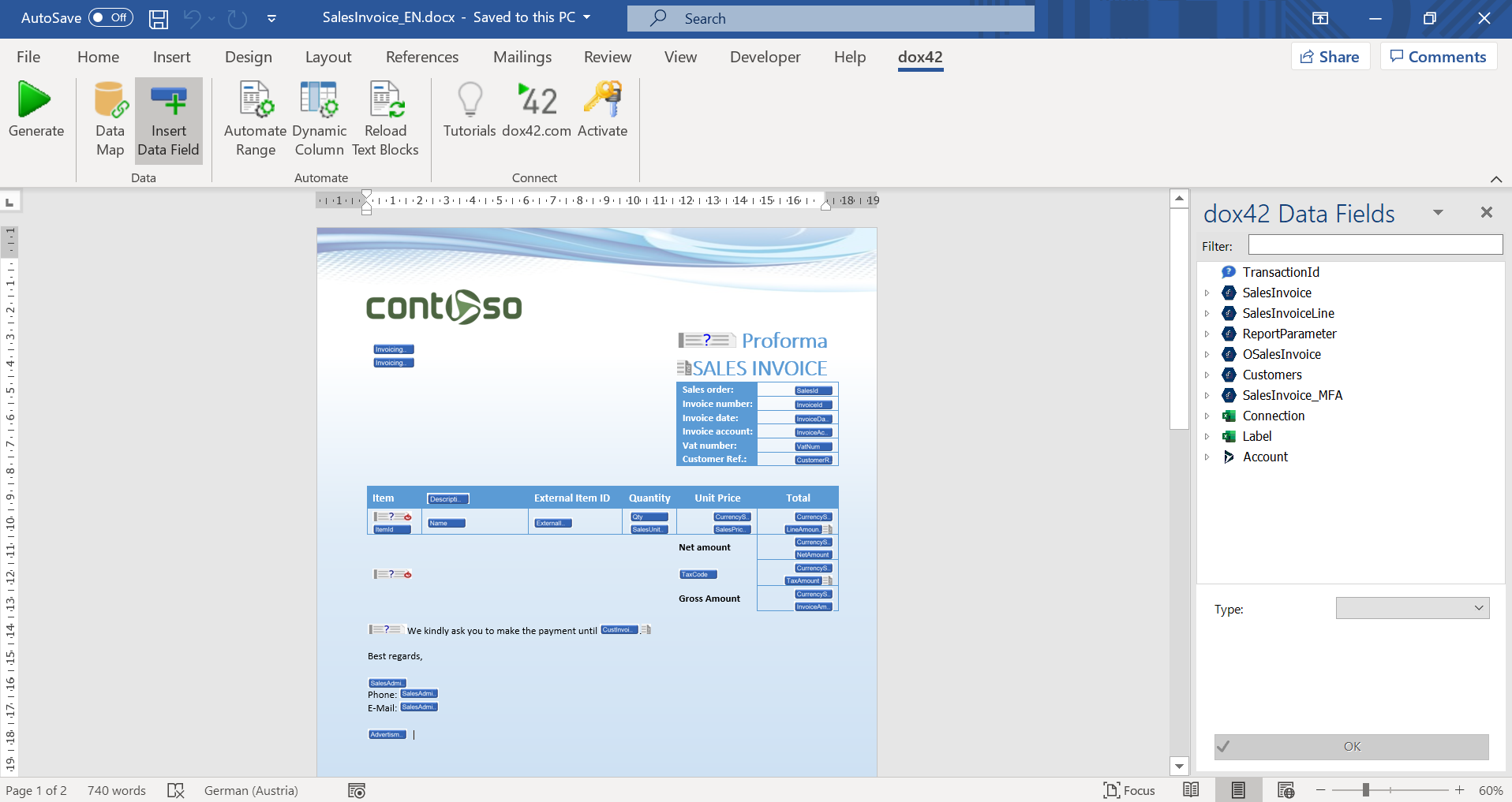Template design in Microsoft Office