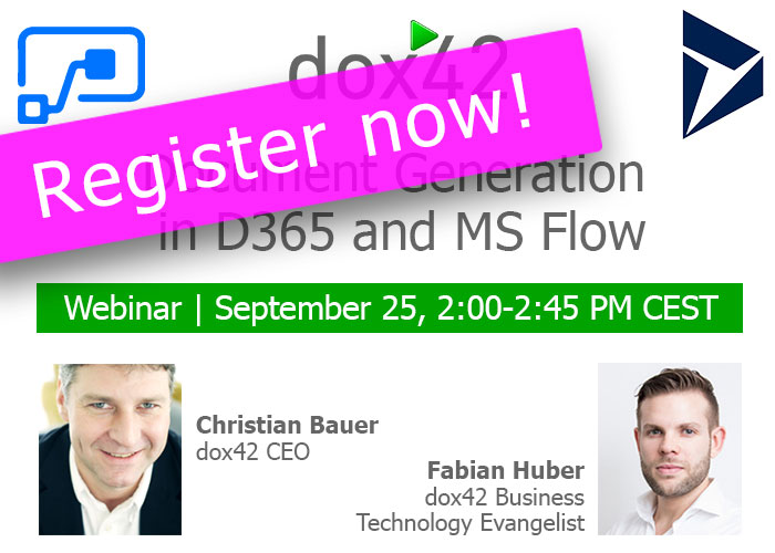 Tomorrow! Webinar "Document Generation in D365 and MS Flow" - Registration still possible!