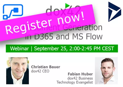 Tomorrow! Webinar "Document Generation in D365 and MS Flow" - Registration still possible!