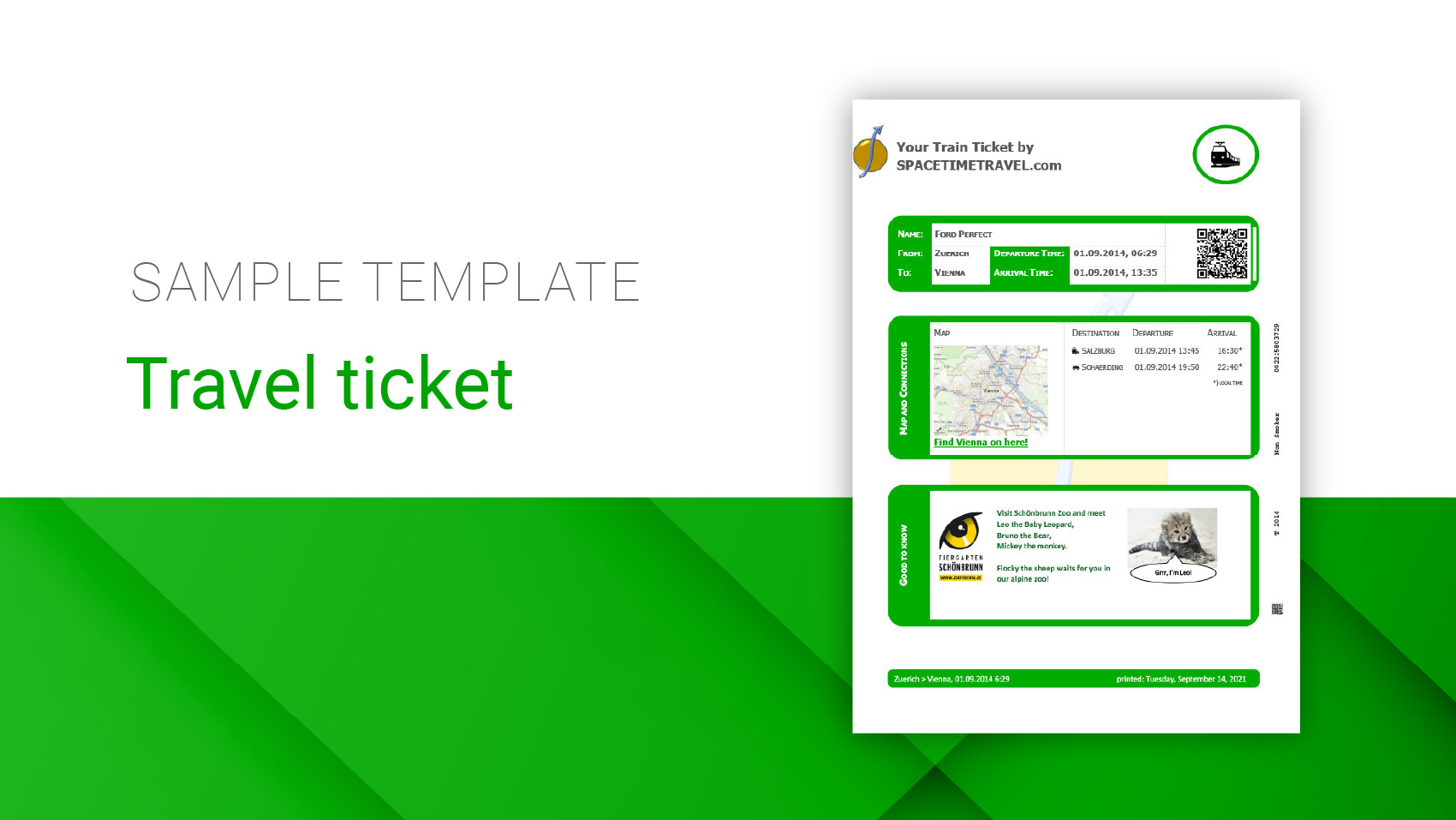 travel ticket sample template