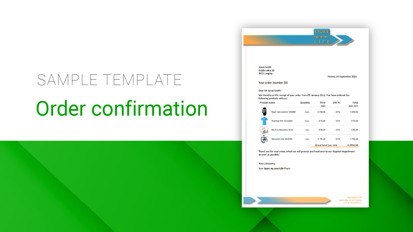 Order confirmation  |  Level: First-time user