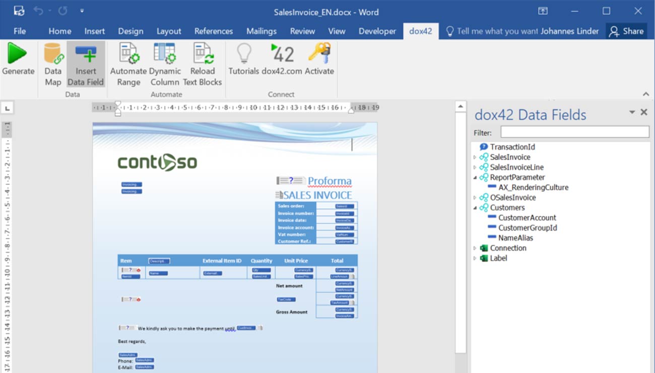 Template design in Microsoft Office