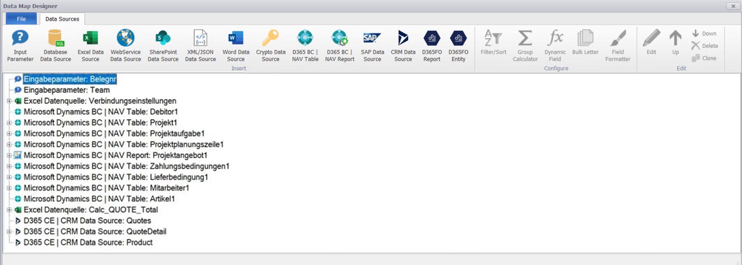 Integration of external data sources