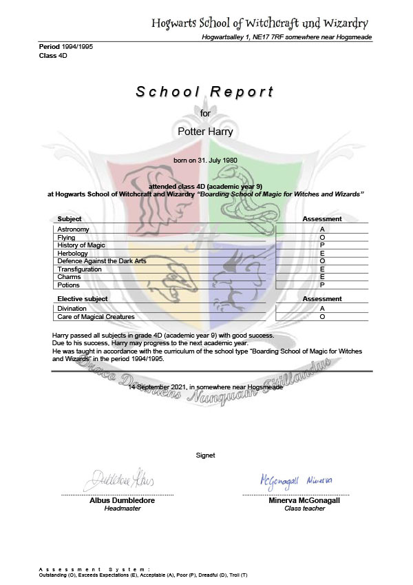 Automate School Reports | Sample Template