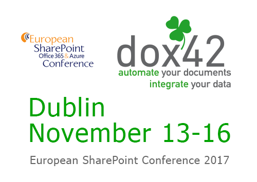 Treffen Sie dox42 auf der European SharePoint Conference in Dublin, November 13-16!
