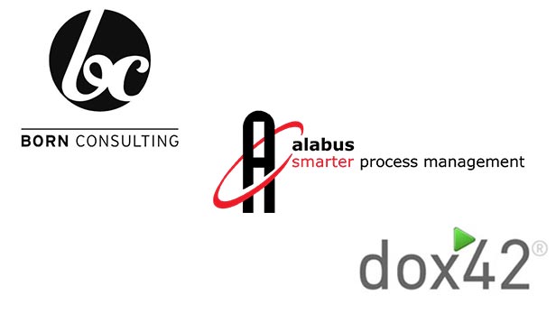 Logos von alabus, Born Consulting und dox42