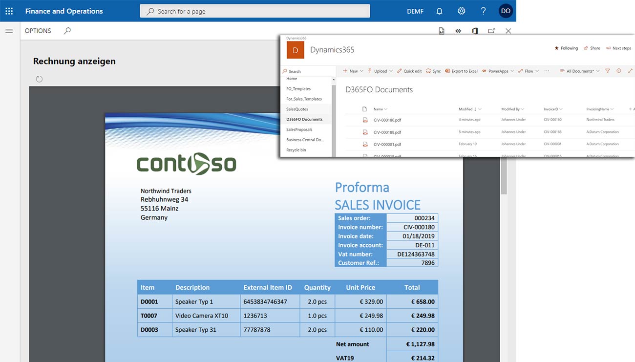 Berichte und Dokumente direkt aus Dynamics 365 Finance and Operations generieren