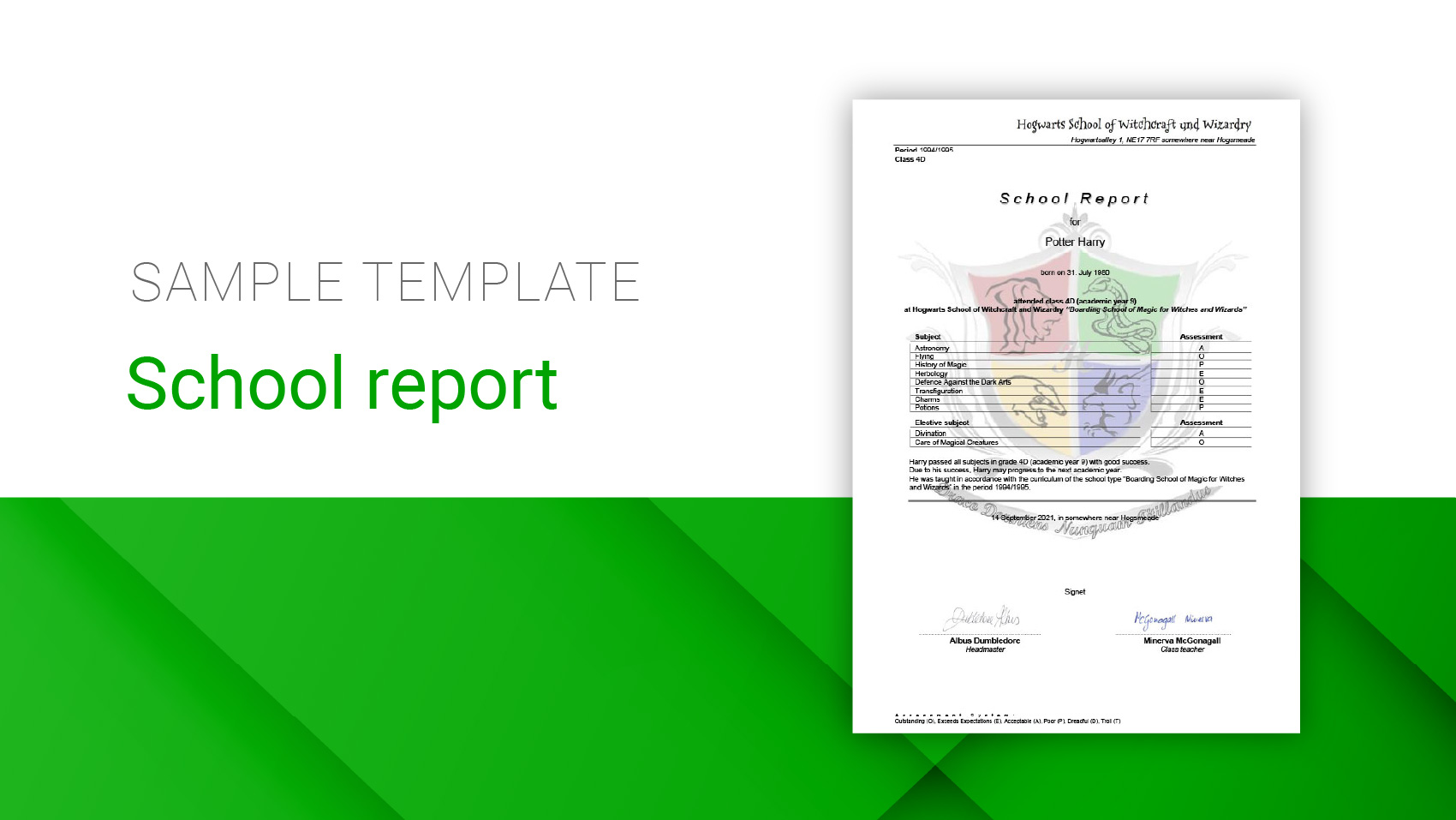 school report sample template