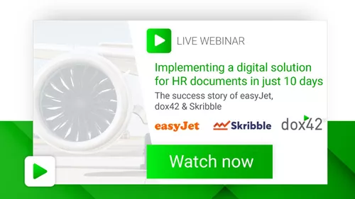 Implementing a digital solution for HR documents in just 10 days - Success Story easyJet, dox42 & Skribble Implementing a digital solution for HR documents in just 10 days - Success Story easyJet, dox42 & Skribble