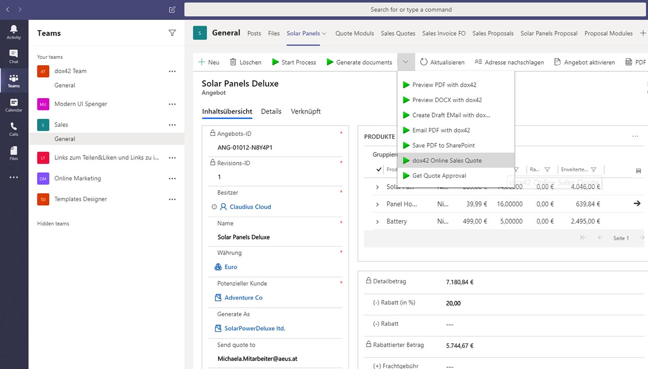 Generate documents by a click or workflow