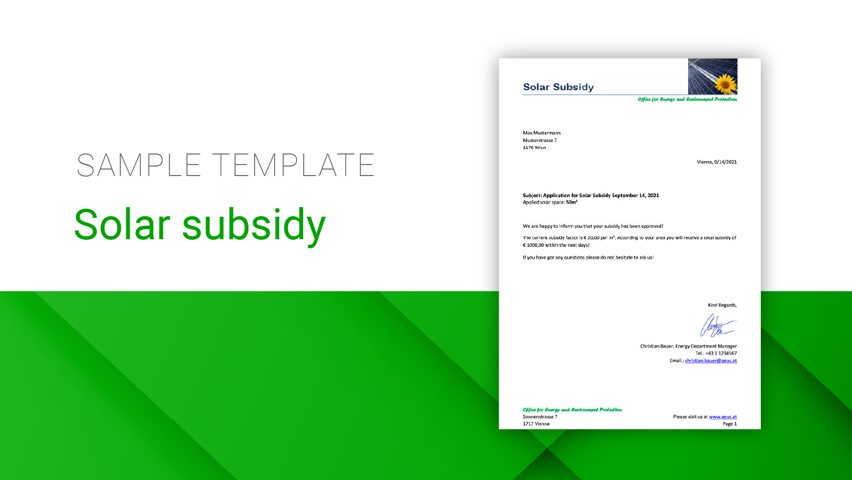 solar subsidy sample template
