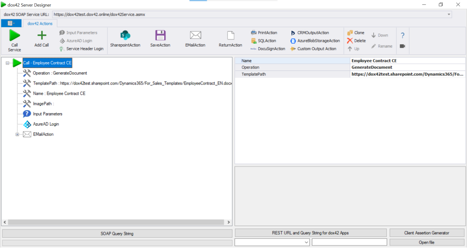Test your dox42 Server calls with the Server Designer