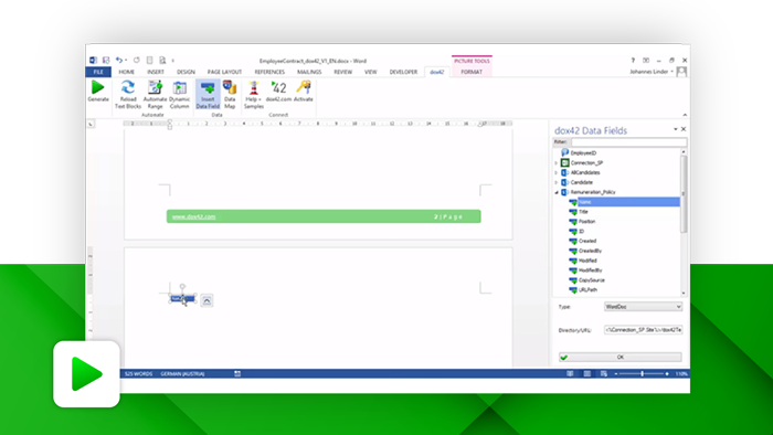 Creating automated documents with text modules using dox42