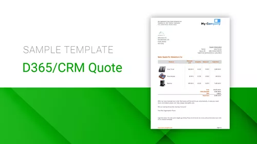 D365/CRM Sales Quote  |  Level: Advanced D365/CRM Sales Quote  |  Level: Advanced